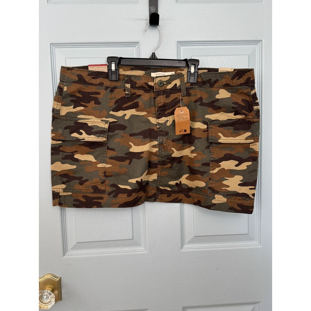 90s inspired Levi's 94 Cargo Camouflage Mini Skirt Utility 34 16 XL NWT cotton